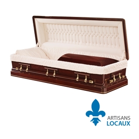 Solid cherry wood casket with garnet gloss finish