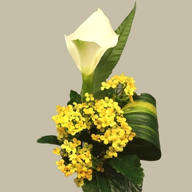 Yellow and white silk bouquet